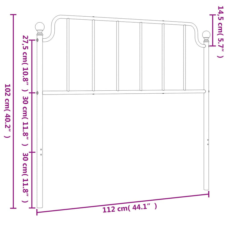 Hoofdbord 107 cm metaal zwart