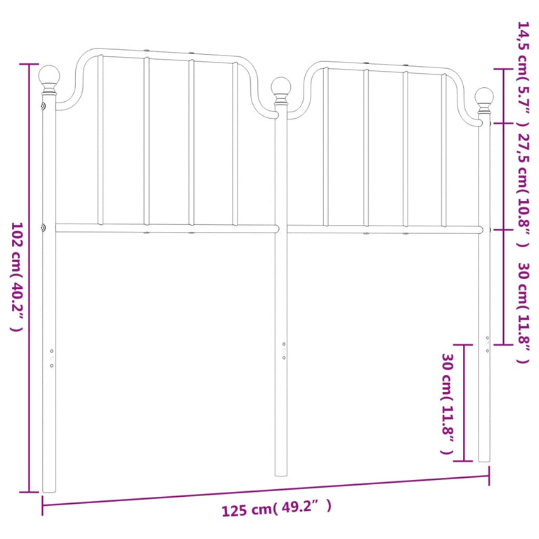 Hoofdbord 120 cm metaal zwart