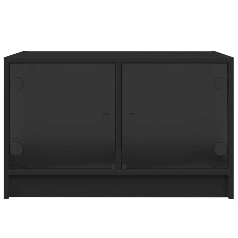 Salontafel met glazen deuren 68x50x42 cm zwart