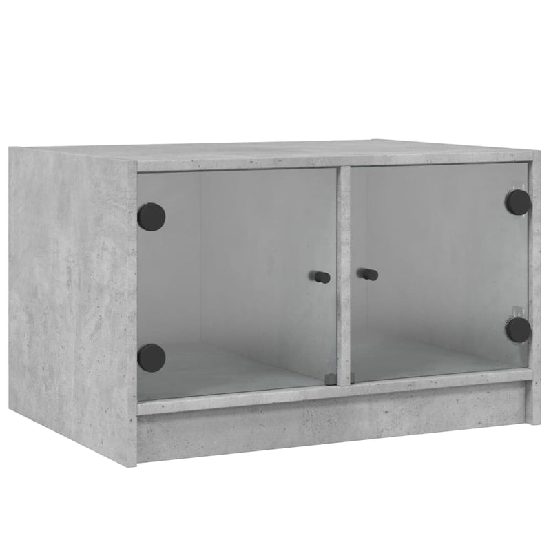 Salontafel met glazen deuren 68x50x42 cm betongrijs