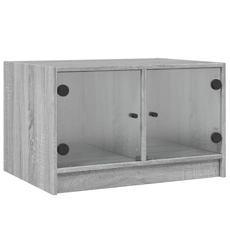 Salontafel met glazen deuren 68x50x42 cm grijs sonoma eiken