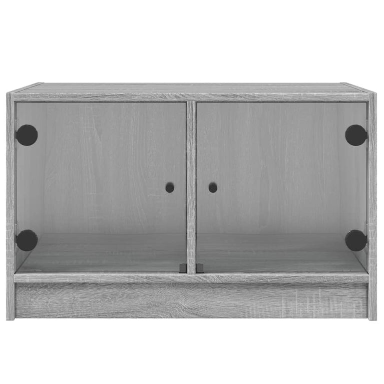 Salontafel met glazen deuren 68x50x42 cm grijs sonoma eiken