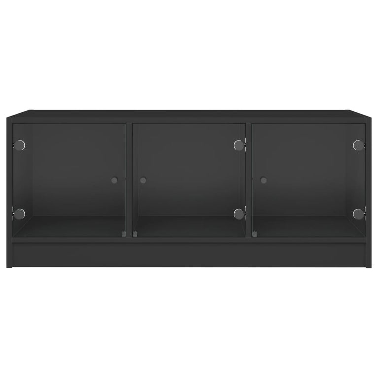 Salontafel met glazen deuren 102x50x42 cm zwart