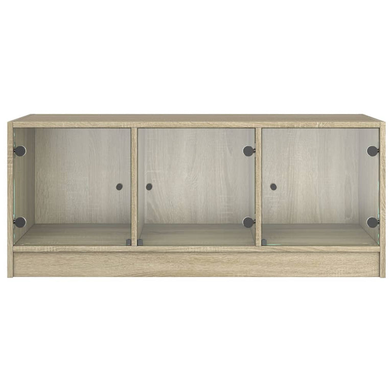 Salontafel met glazen deuren 102x50x42 cm sonoma eikenkleurig