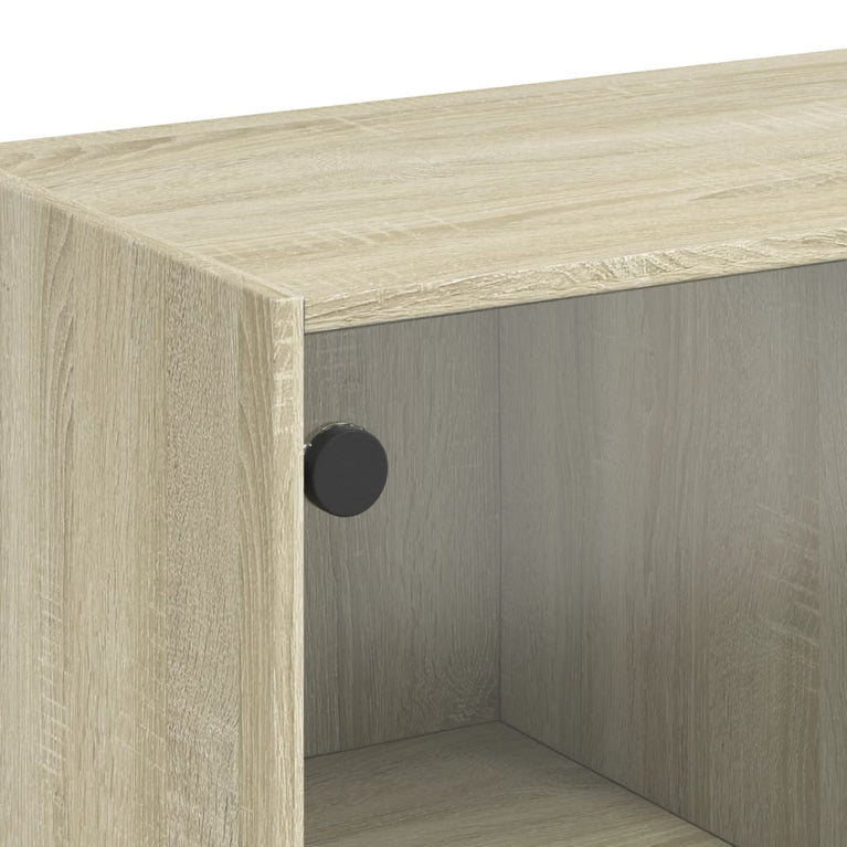 Salontafel met glazen deuren 102x50x42 cm sonoma eikenkleurig