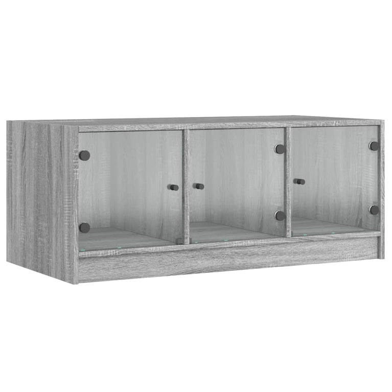 Salontafel met glazen deuren 102x50x42 cm grijs sonoma eiken
