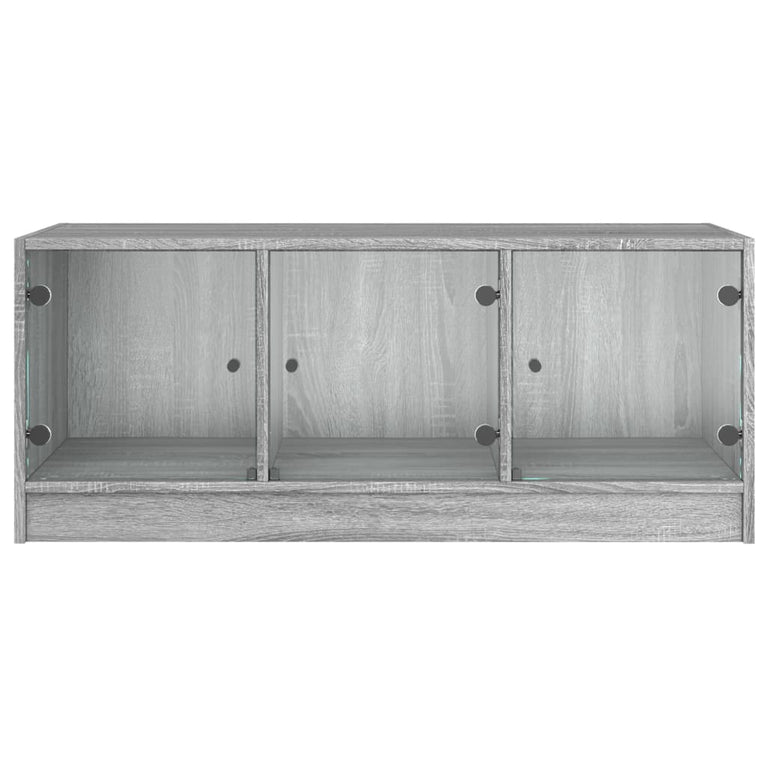 Salontafel met glazen deuren 102x50x42 cm grijs sonoma eiken