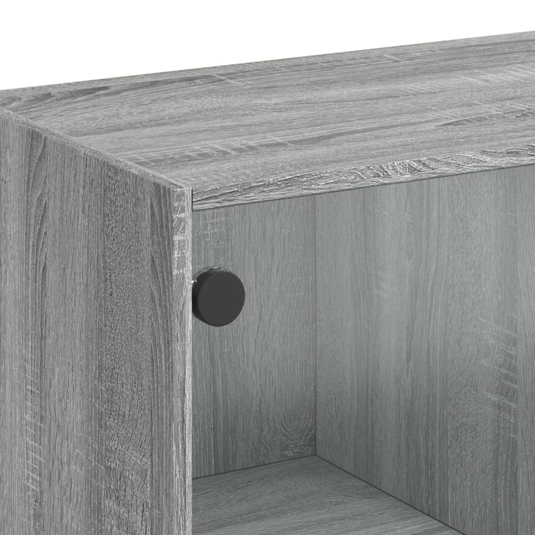 Salontafel met glazen deuren 102x50x42 cm grijs sonoma eiken