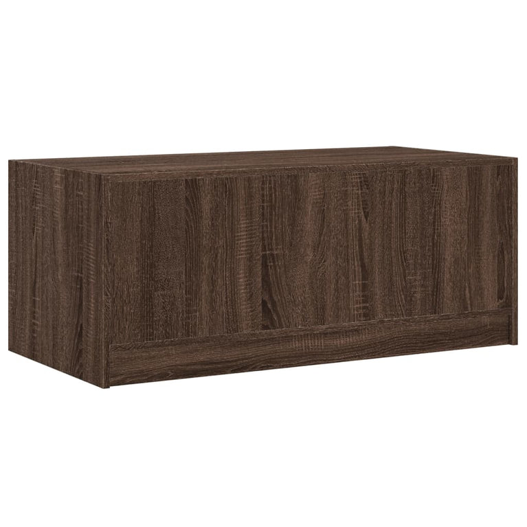 Salontafel met glazen deuren 102x50x42 cm bruineikenkleurig