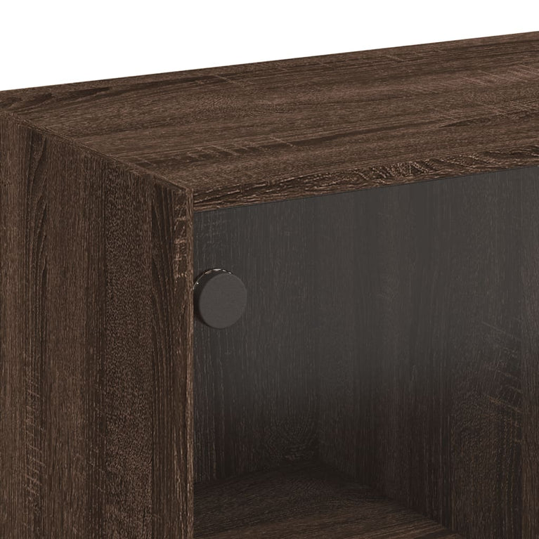 Salontafel met glazen deuren 102x50x42 cm bruineikenkleurig