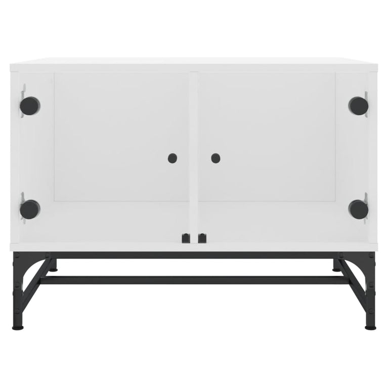Salontafel met glazen deuren 68,5x50x50 cm wit