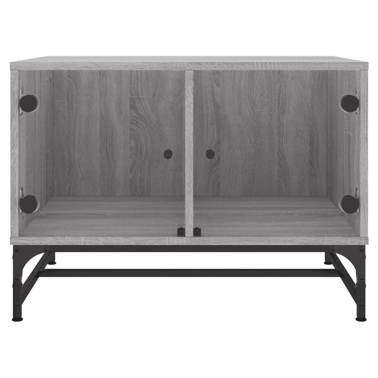 Salontafel met glazen deuren 68,5x50x50 cm grijs sonoma eiken