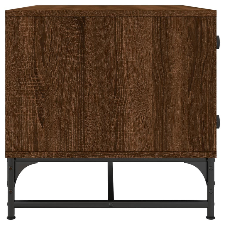 Salontafel met glazen deuren 68,5x50x50 cm gerookt eikenkleurig