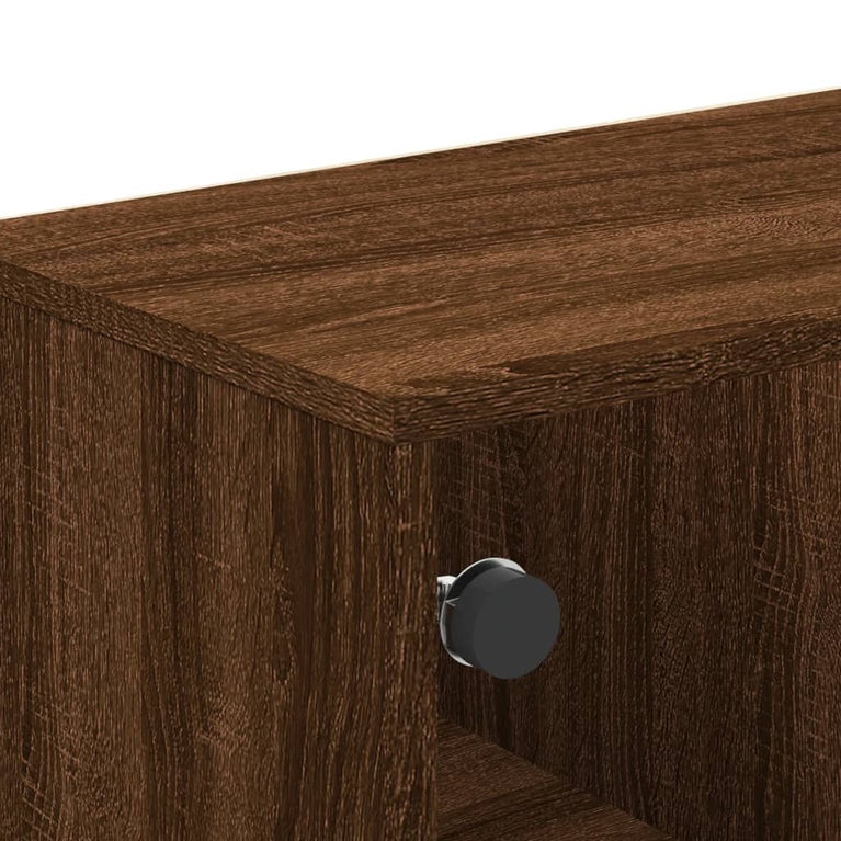 Salontafel met glazen deuren 68,5x50x50 cm gerookt eikenkleurig