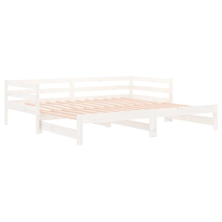 Slaapbank met onderschuifbed 90x190 cm massief grenenhout wit