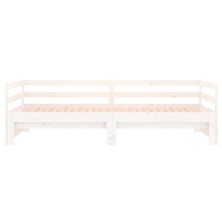 Slaapbank met onderschuifbed 90x190 cm massief grenenhout wit