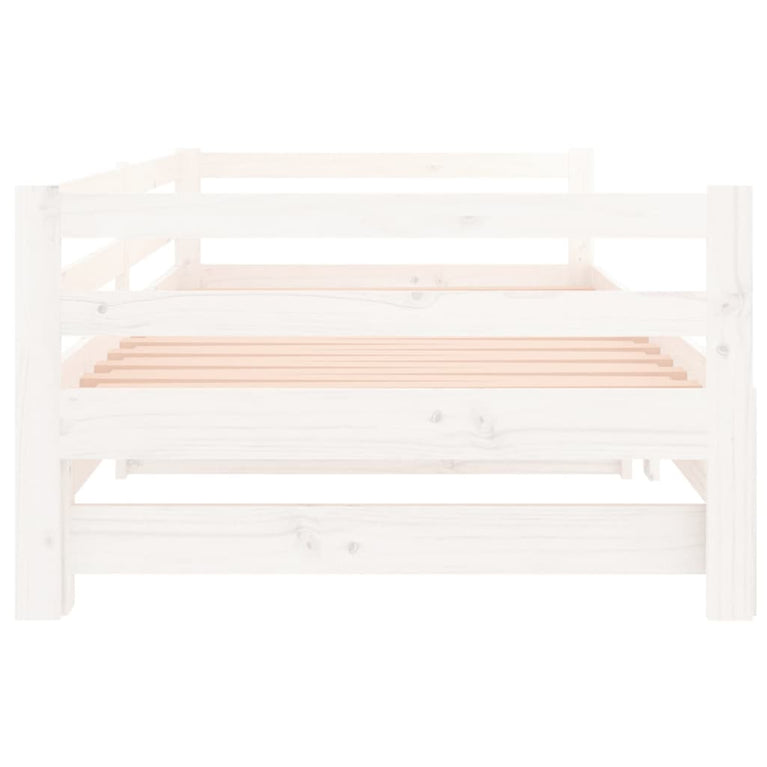Slaapbank met onderschuifbed 90x190 cm massief grenenhout wit
