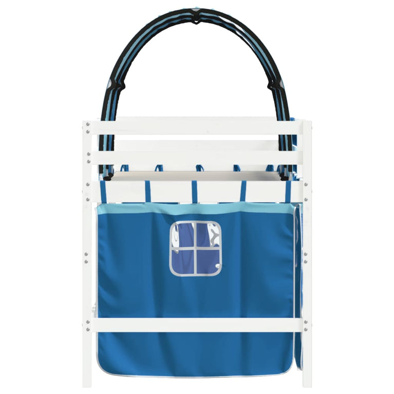 Kinderhoogslaper met tunnel 90x200 cm massief grenenhout blauw