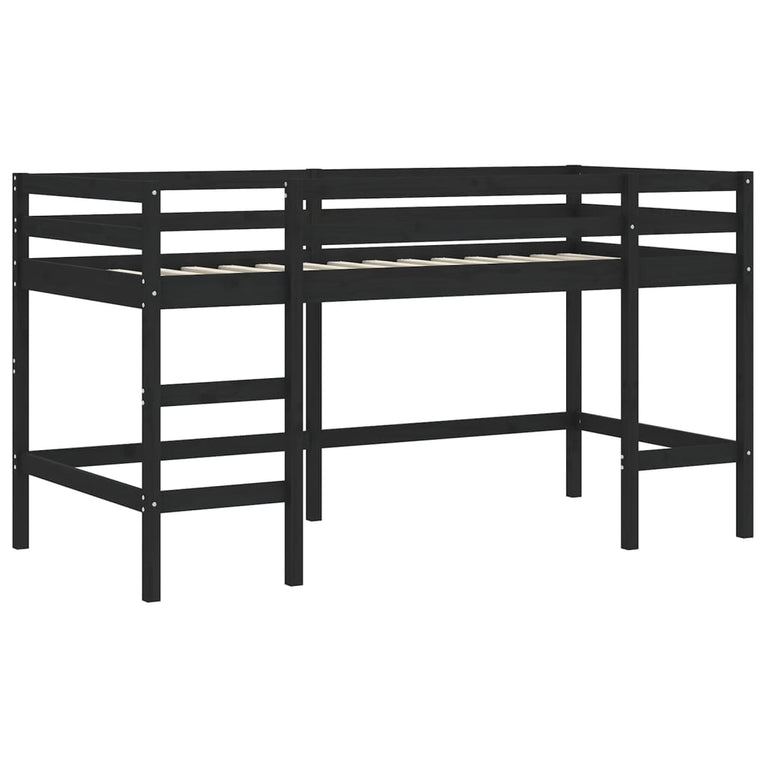 Kinderhoogslaper met tunnel 90x190 cm grenenhout wit en zwart