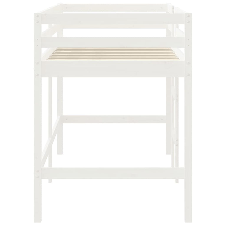Kinderhoogslaper met ladder 90x200 cm massief grenenhout wit MeubelReus