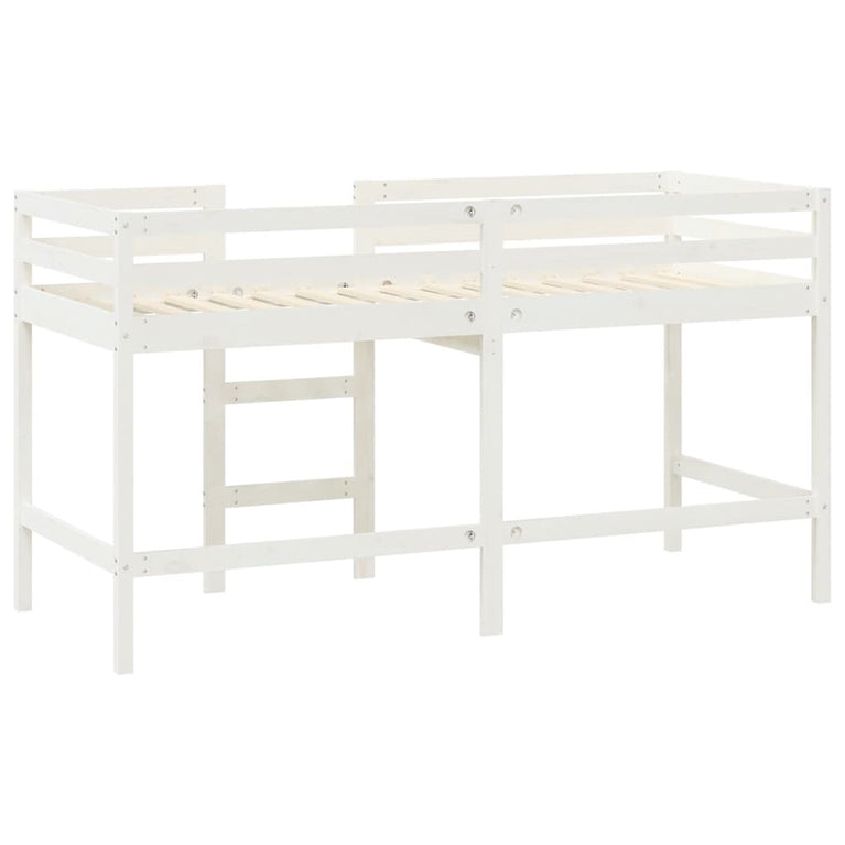 Kinderhoogslaper met ladder 90x200 cm massief grenenhout wit MeubelReus