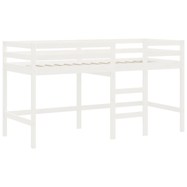 Kinderhoogslaper met ladder 90x190 cm massief grenenhout wit MeubelReus