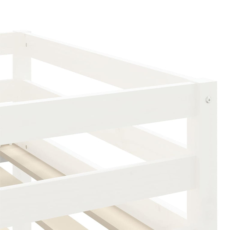 Kinderhoogslaper met ladder 90x190 cm massief grenenhout wit MeubelReus