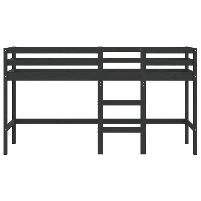 Kinderhoogslaper met ladder 90x190 cm massief grenenhout zwart MeubelReus