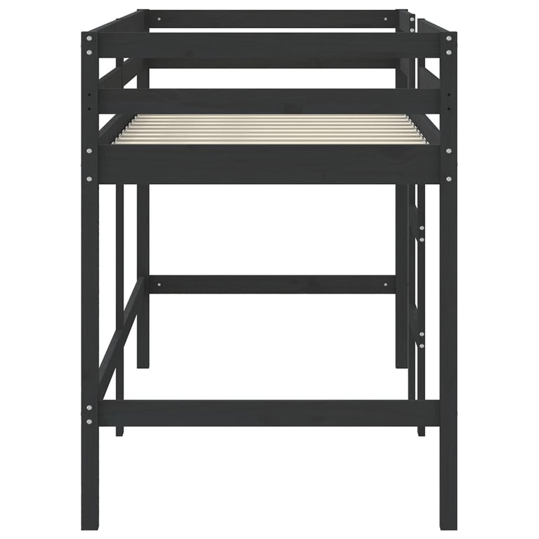 Kinderhoogslaper met ladder 90x190 cm massief grenenhout zwart MeubelReus