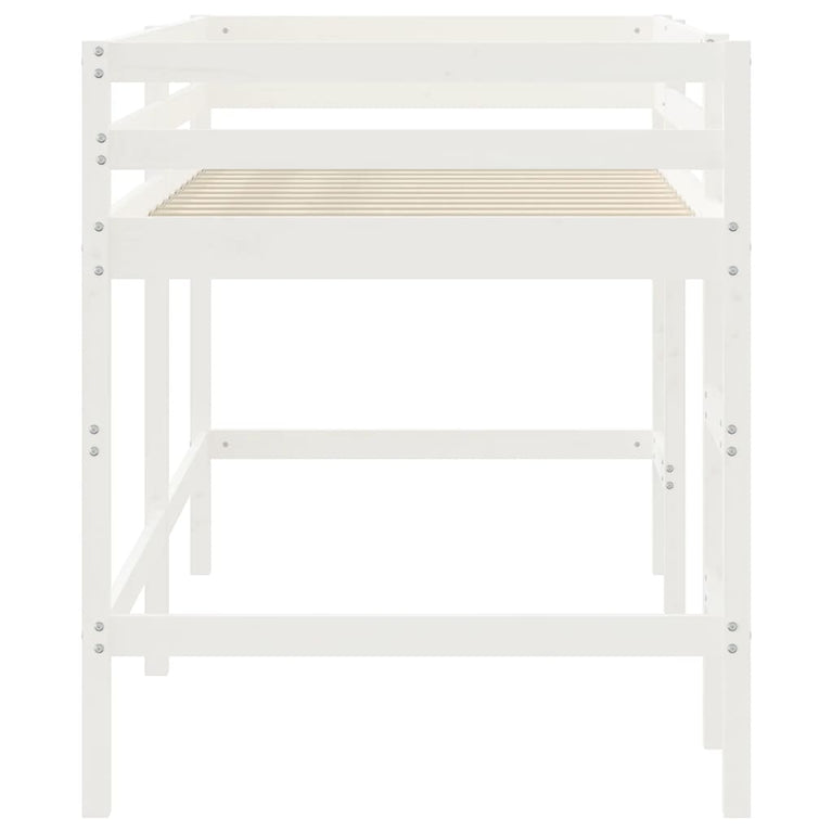 Kinderhoogslaper met ladder 80x200 cm massief grenenhout wit MeubelReus