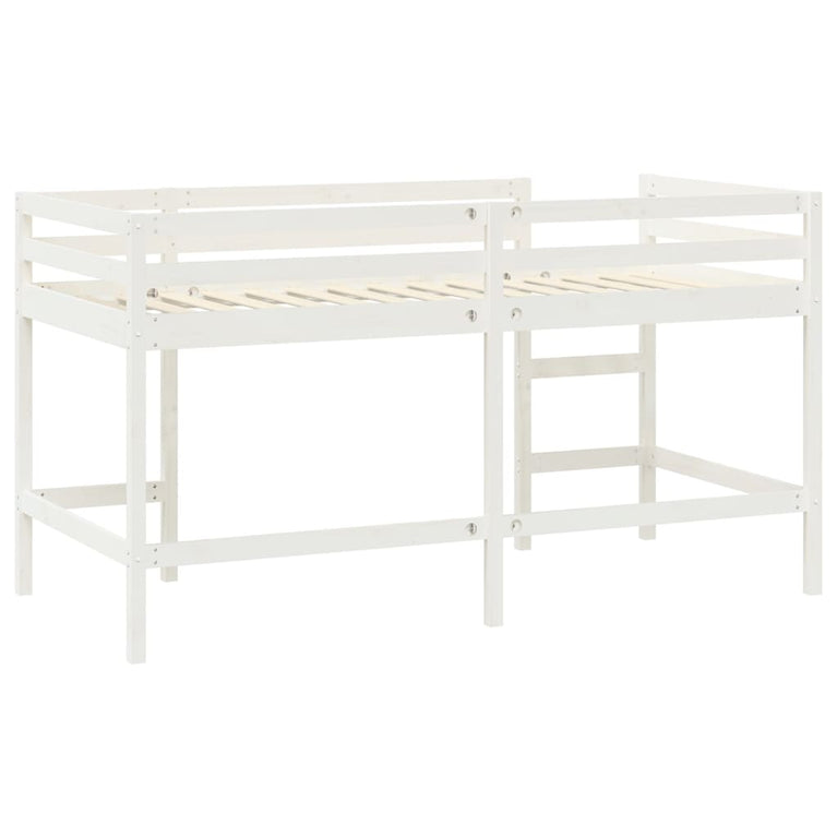 Kinderhoogslaper met ladder 80x200 cm massief grenenhout wit MeubelReus