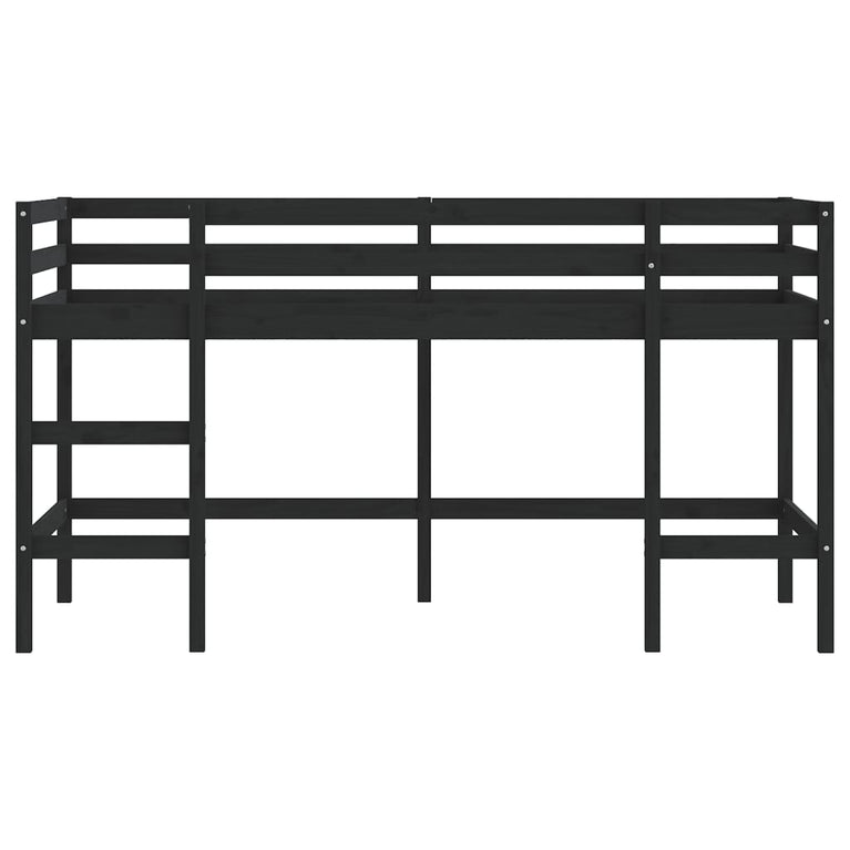 Kinderhoogslaper met ladder 80x200 cm massief grenenhout zwart MeubelReus