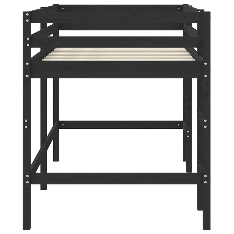 Kinderhoogslaper met ladder 80x200 cm massief grenenhout zwart MeubelReus
