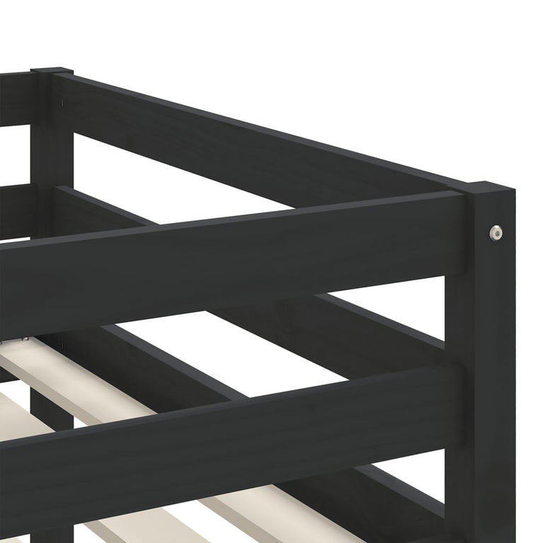Kinderhoogslaper met ladder 80x200 cm massief grenenhout zwart MeubelReus