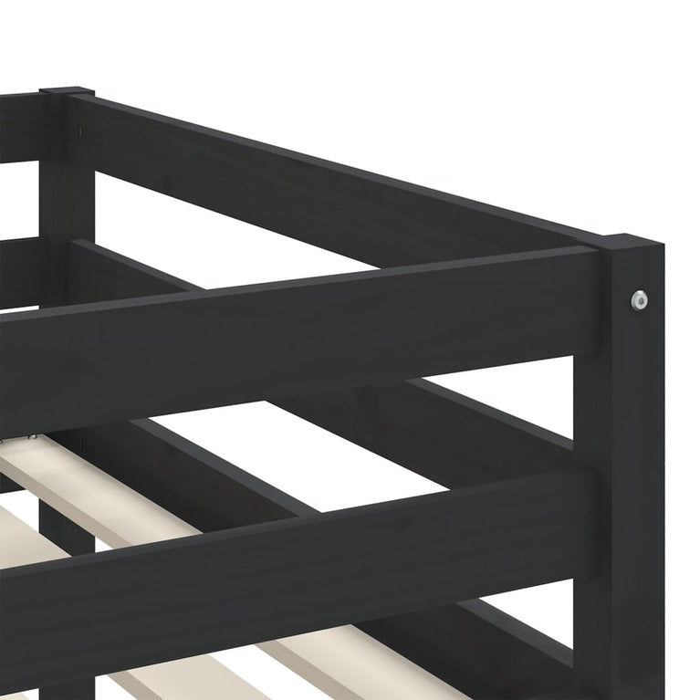 Kinderhoogslaper met ladder 90x200 cm massief grenenhout zwart MeubelReus