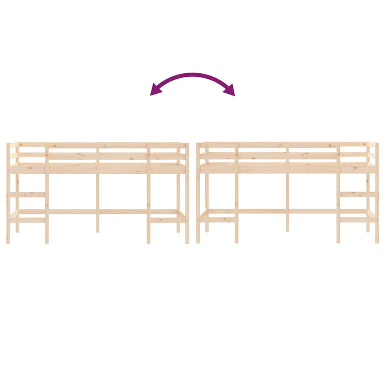 Kinderhoogslaper met ladder 90x190 cm massief grenenhout MeubelReus