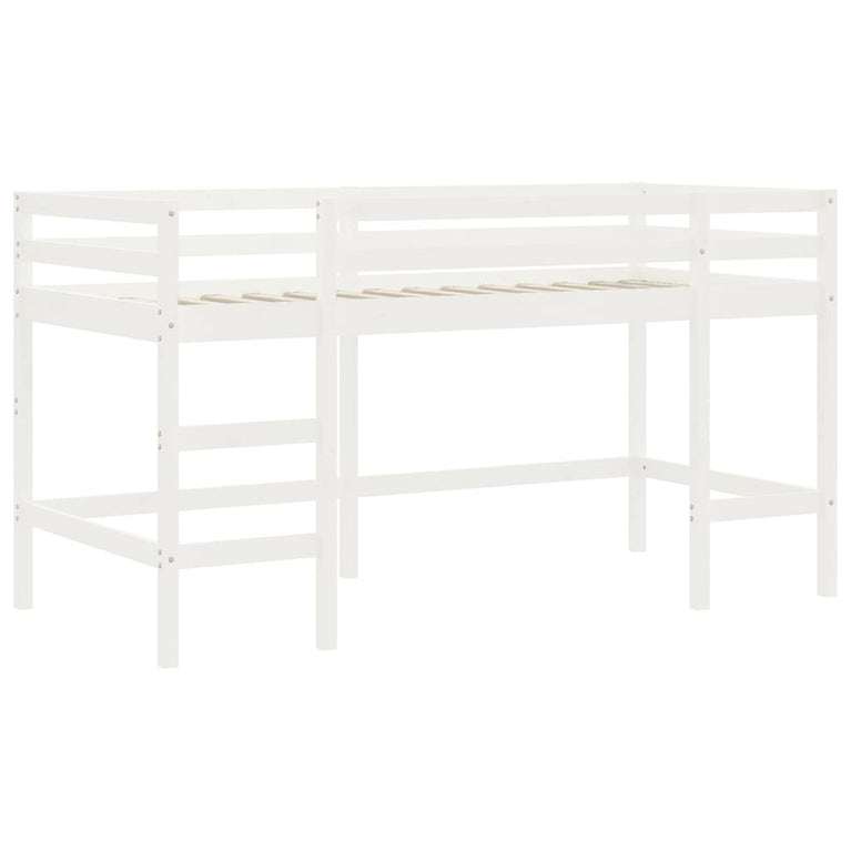 Kinderhoogslaper met ladder 90x190 cm massief grenenhout wit MeubelReus