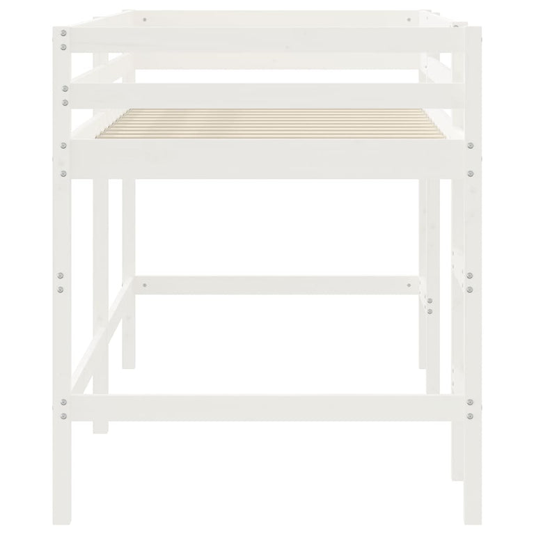 Kinderhoogslaper met ladder 90x190 cm massief grenenhout wit MeubelReus