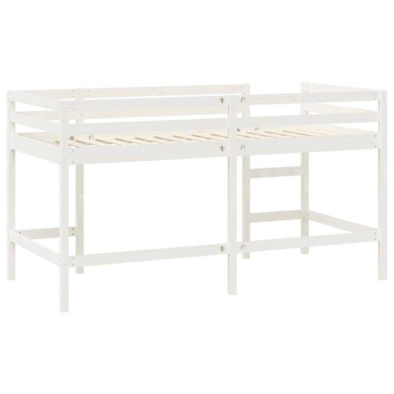 Kinderhoogslaper met ladder 90x190 cm massief grenenhout wit MeubelReus