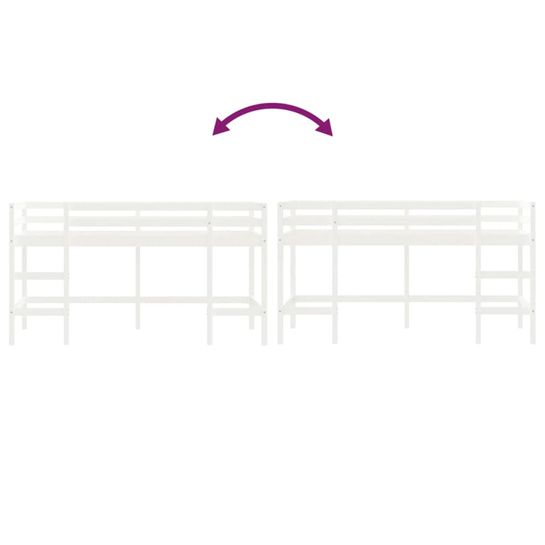 Kinderhoogslaper met ladder 90x190 cm massief grenenhout wit MeubelReus
