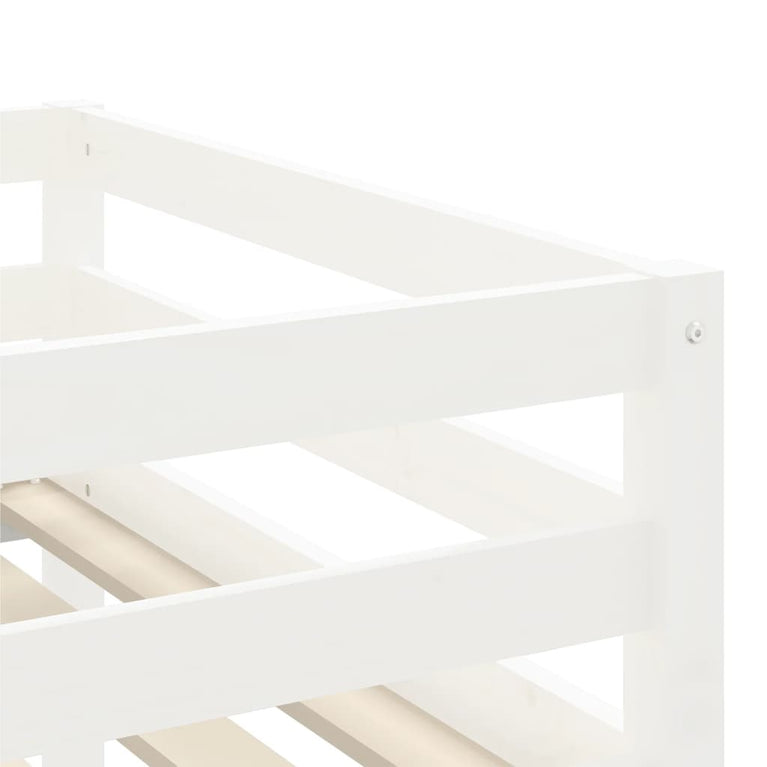 Kinderhoogslaper met ladder 90x190 cm massief grenenhout wit MeubelReus
