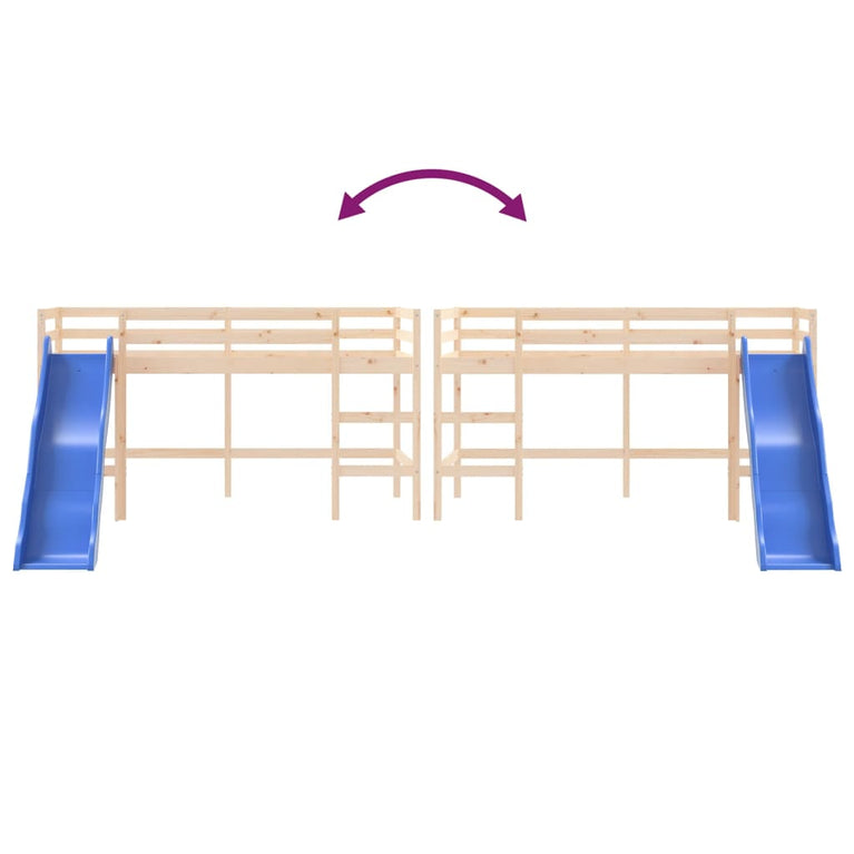 Kinderhoogslaper met glijbaan massief grenenhout 80x200 cm MeubelReus