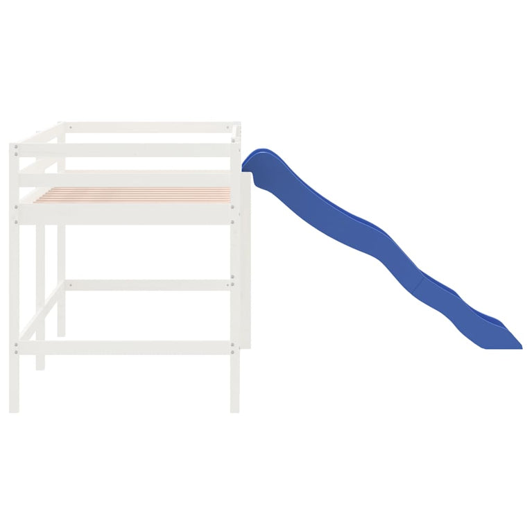 Kinderhoogslaper met glijbaan massief grenenhout wit 80x200 cm MeubelReus