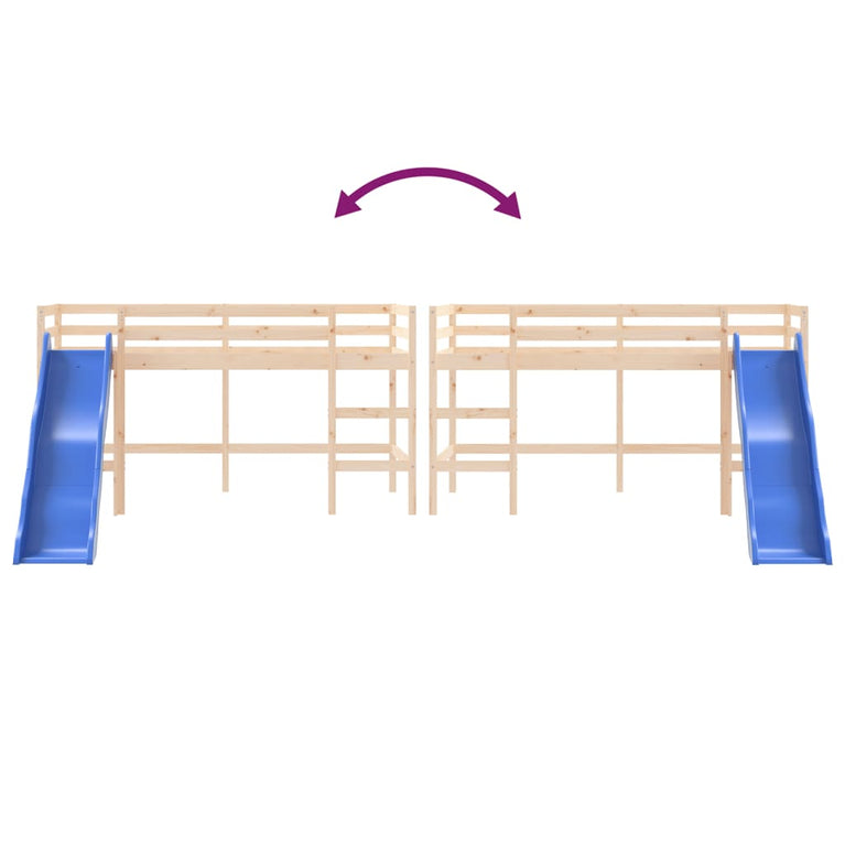 Kinderhoogslaper met glijbaan massief grenenhout 90x190 cm MeubelReus