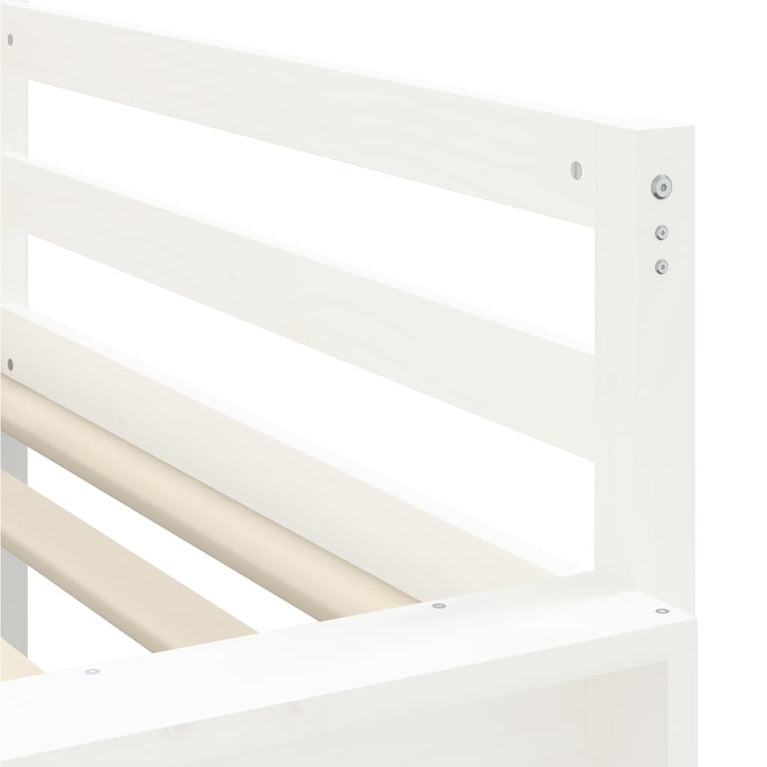 Kinderhoogslaper met glijbaan massief grenenhout wit 90x190 cm MeubelReus