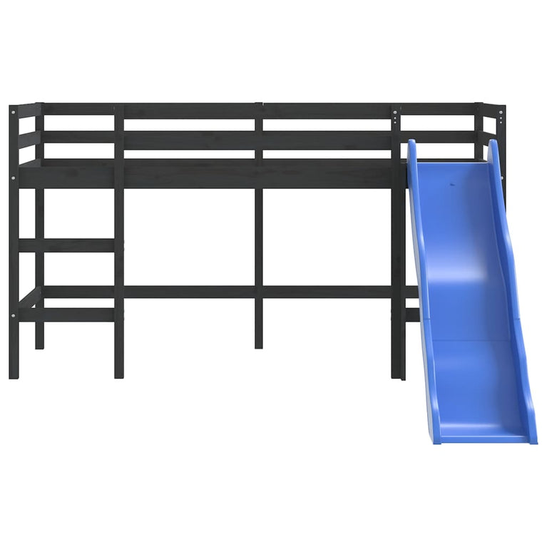 Kinderhoogslaper met glijbaan grenenhout zwart 90x190 cm MeubelReus