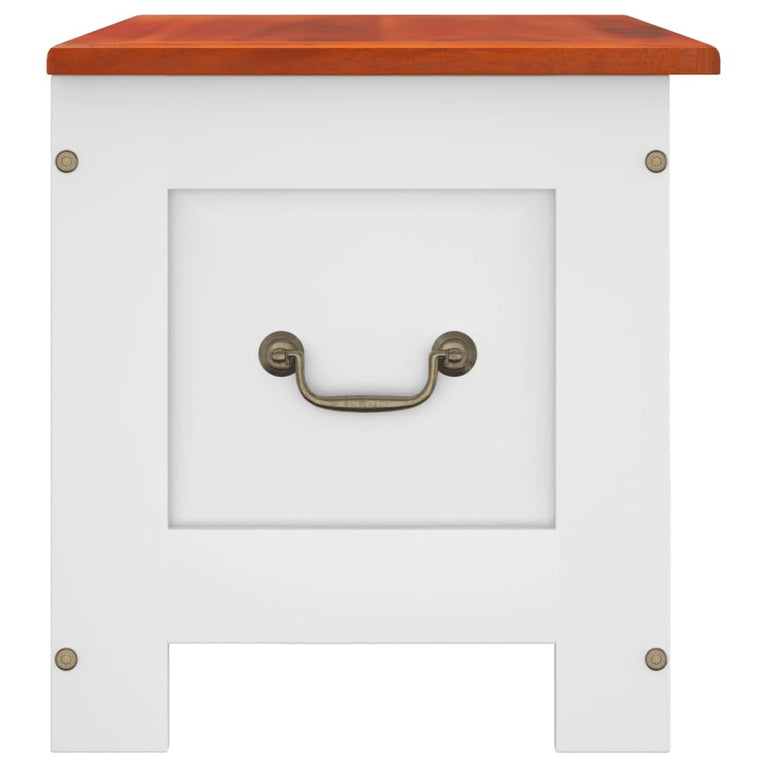 Opbergkist met deksel massief acaciahout bruin en wit