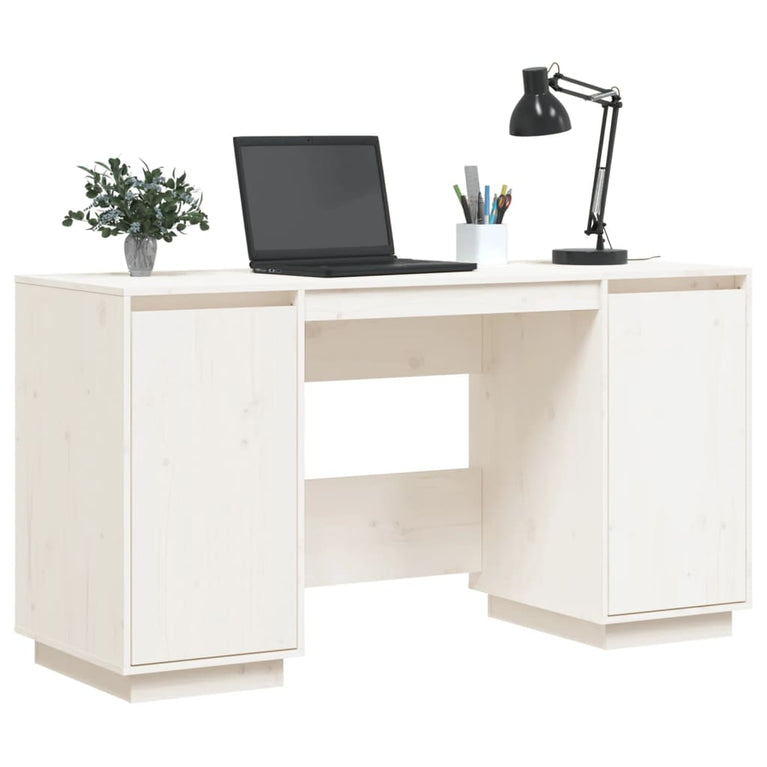 Bureau 140x50x75 cm massief grenenhout wit MeubelReus