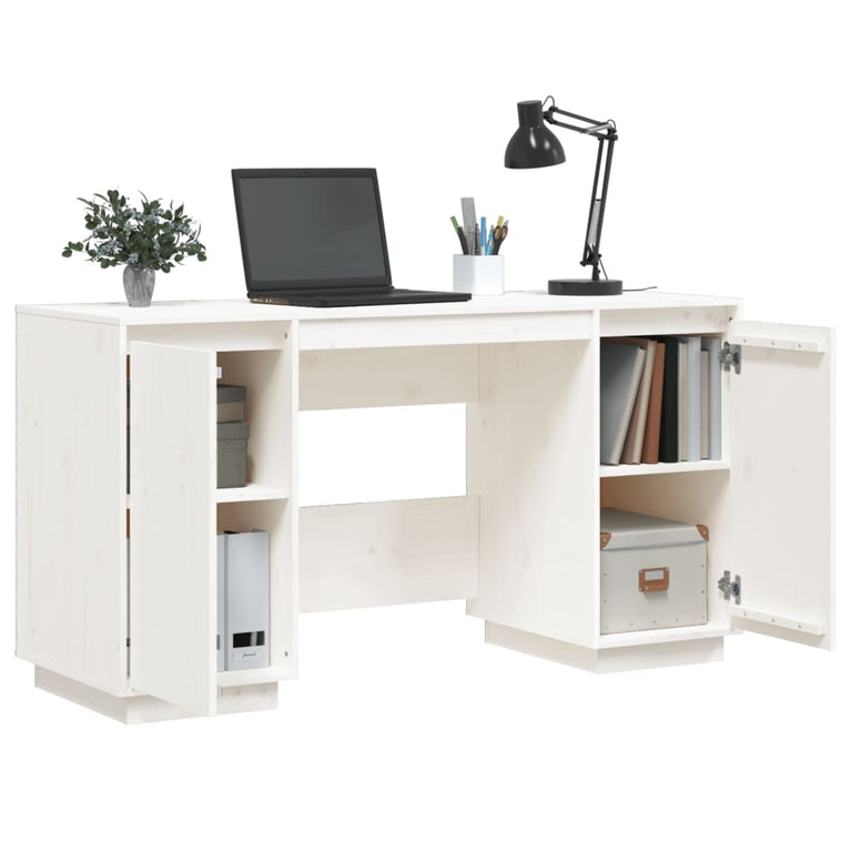 Bureau 140x50x75 cm massief grenenhout wit MeubelReus