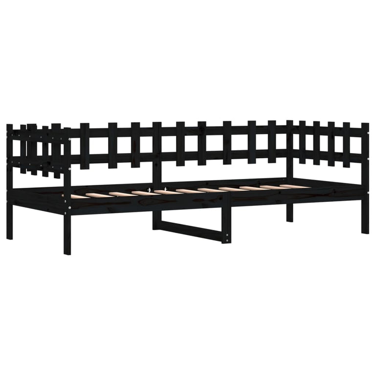 Slaapbank 80x200 cm massief grenenhout zwart MeubelReus